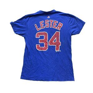 Chicago Cubs Shirt Adult Small Blue Jon Lester #34 MLB Baseball Sportswear‎ Mens